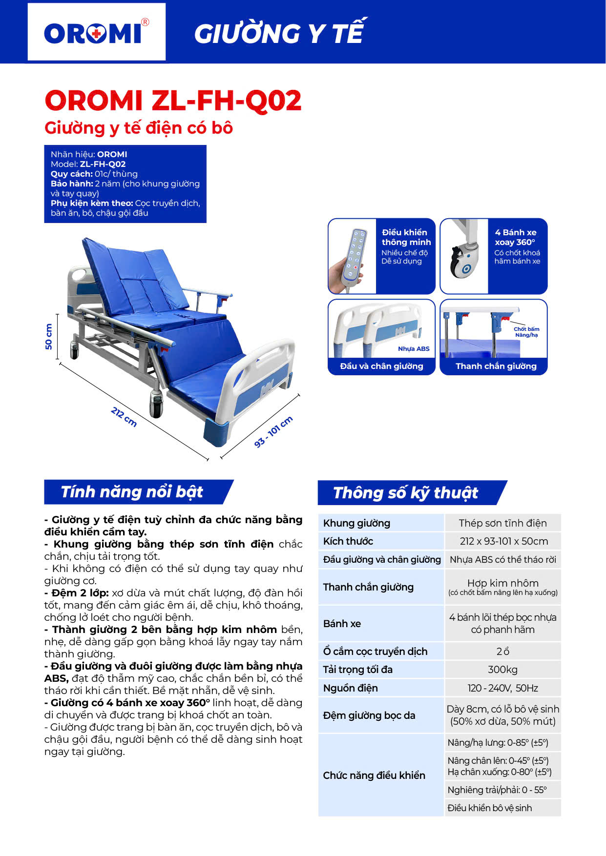 Giường y tế điện OROMI ZL-FH-Q02